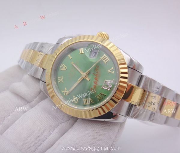 BLACK FRIDAY SALE Rolex Datejust 31mm Watch Diamond VI 2 Tone Olive Green Face Rolex 3