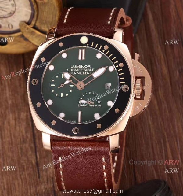 Newest Copy Panerai Luminor Submersible Power Reserve Watch Green Face 3