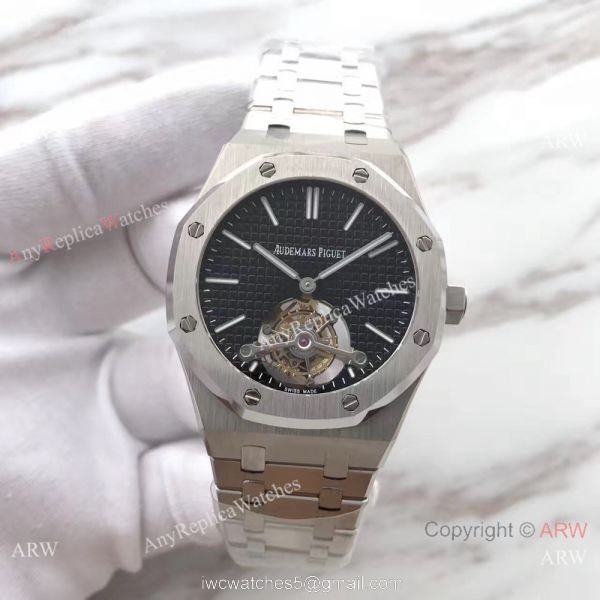 Audemars Piguet Replica Royal Oak Tourbillon 41mm Watch Stainless Steel Black Dial For Man 3