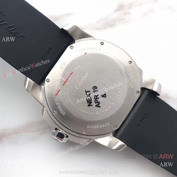 Swiss Grade Cartier Calibre De Diver W710056 watch SS Black Rubber 3