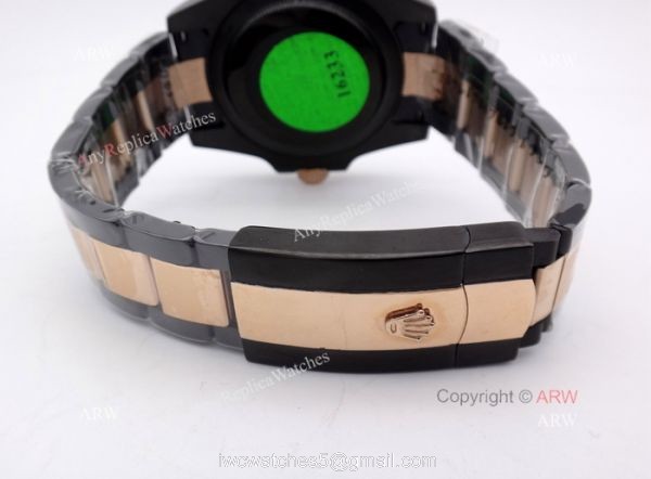 High Quality Solid Black Rolex Submariner Watch 2-Tone Rose Gold Black Ceramic Eezel 3