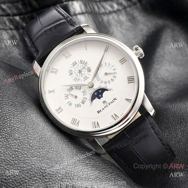 Swiss Replica Blancpain Villeret Perpetual Calendar Rose Gold Mens Watch ETA6654 3