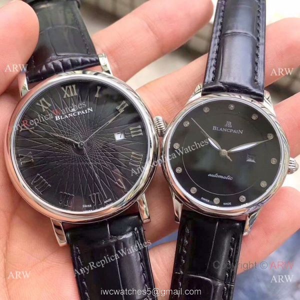 Copy Blancpain Lovers Watch Rose Gold Brown Leather Strap 3