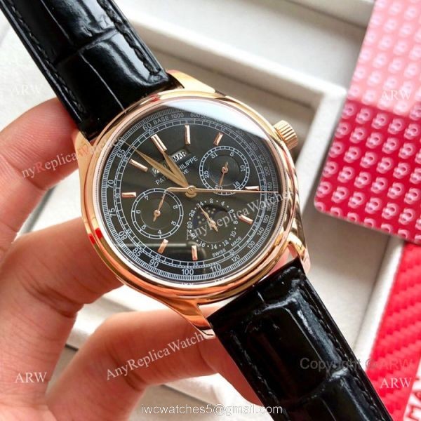 Swiss Copy Patek Philippe Base 1000 Rose Gold Watches with Moonphase 3