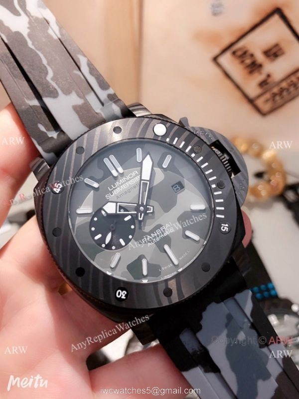 New Replica Panerai Luminor Submersible Men watches Carbotech Case Camouflage Face 3