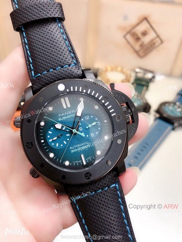 Replica Panerai PAM 983 Luminor Submersible Chrono Guillaume Nery Edition Watch Blue Dial 3