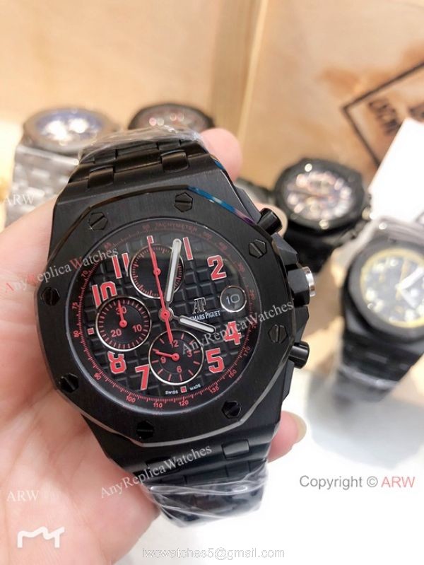 Solid Black Audemars Piguet Royal Oak Offshore Replica Watches Chronograph Dial 42mm 3