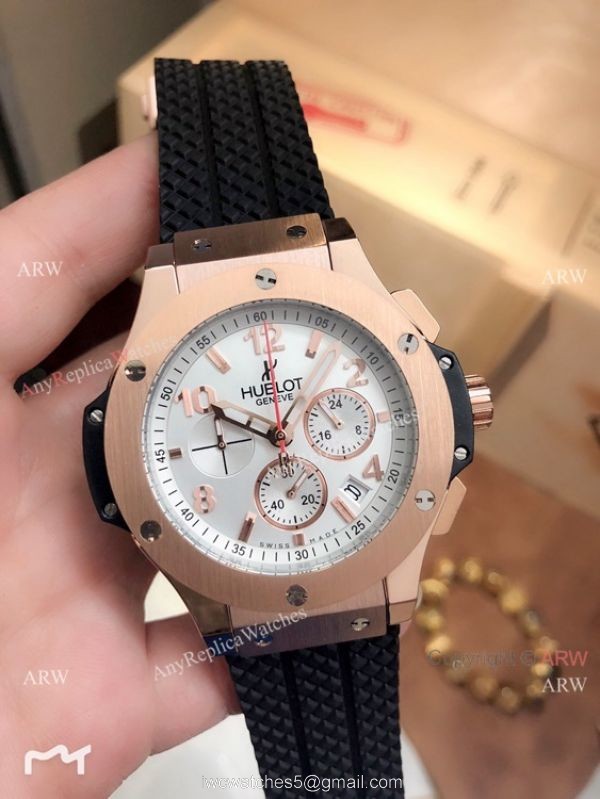 Fake Hublot Geneve Big Bang Rose Gold Chronograph Watch 3