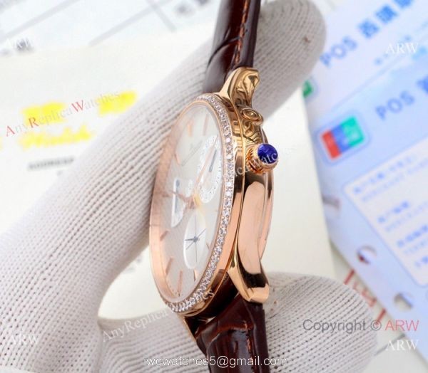Clone Jaeger-LeCoultre Master Reserve de Marche Watch Rose Gold Diamond Gray Dial 3