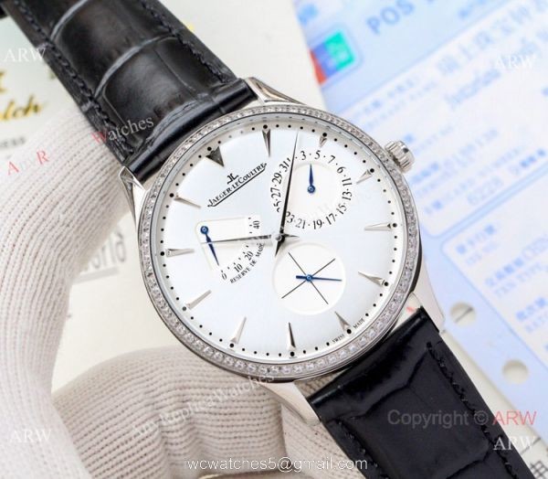 Jaeger-LeCoultre Master Ultra Thin Reserve de Marche Watches Diamond Bezel Blue Dial 3
