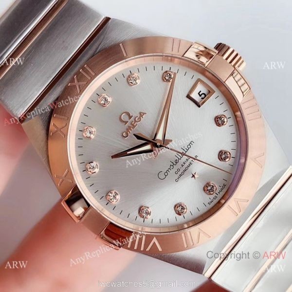 Omega Constellation Co-Axial 38mm Two Tone Rose Gold Watch VSF Asia 8500 3