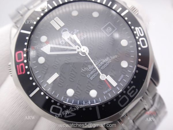 AAA Grade Omega Seamaster 007 Replica Watch Stainless Steel Black Bezel 3