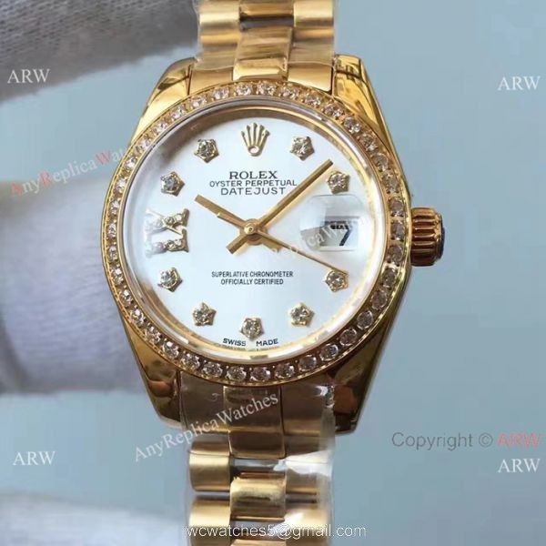 Rolex Datejust 26mm Rolex Presidential Diamond Bezel Replica Watch 3