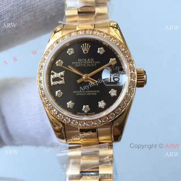 New Datejust Rolex Presidential Diamond Bezel Replica watch 26mm 3