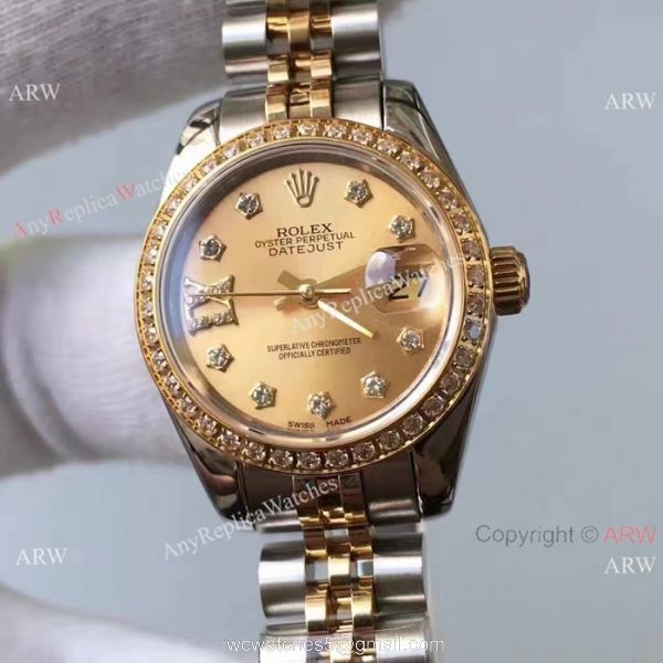 Upgraded Version Rolex Lady Datejust Replica Watch 2-Tone Star Diamond 26mm 3