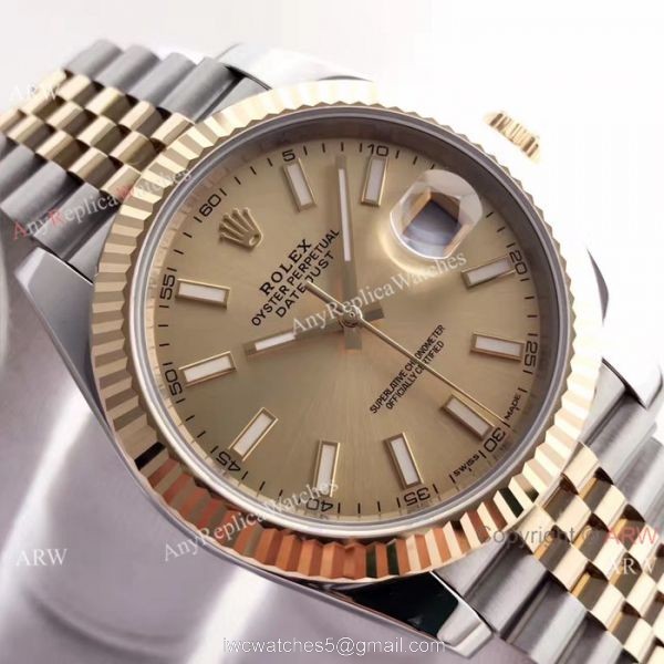 (EW) Replica Datejust 2 Rolex Gold Jubilee watch Gold Face ETA3255 3