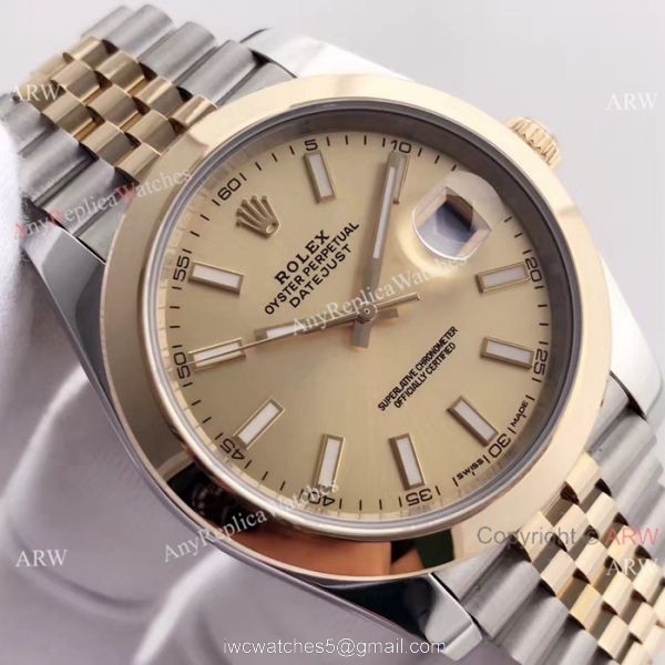 (EW) ROLEX Datejust 2 Replica Watch Gold Stick Markers ETA3255 3