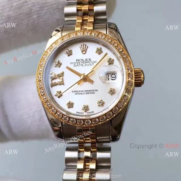 New Style Rolex Datejust Jubilee Replica Watch Two Tone Women Size 3