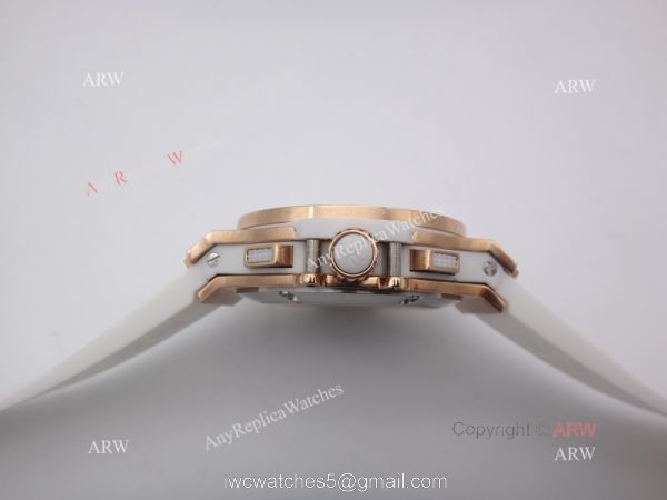 Replica Hublot Big Bang Tutti Frutti Rose Gold White Rubber Strap Watch 3