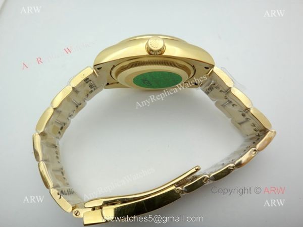 Replica Rolex Yellow Gold Black Onyx Dial Day Date Watch 3