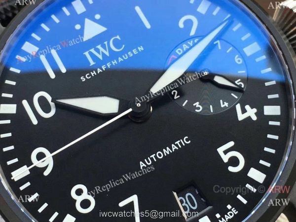 Replica IWC Big Pilot Le Petit Prince Black Case Rubber Strap 3