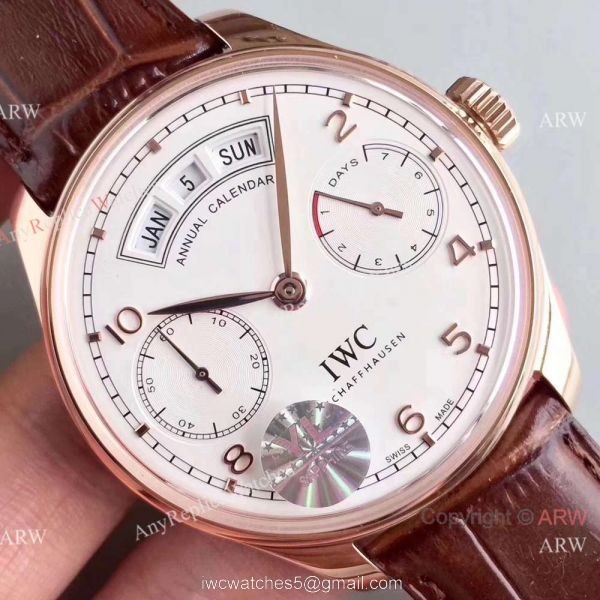 New SWISS Copy IWC Annual Calendar Automatic Watch Rose Gold 3