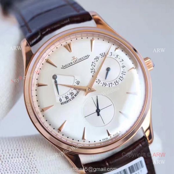 Replica Jaeger-LeCoultre Master Ultra Thin Reserve de Marche 39mm watch White Dial Rose Gold 3