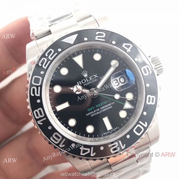 NEW UPGRADED Replica Rolex GMT Master II SS Black Ceramic Watch 3