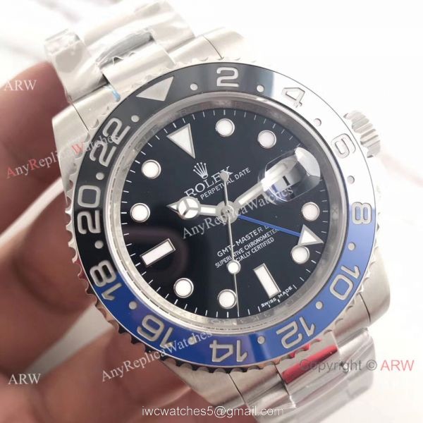 NEW UPGRADED Replica Rolex GMT-Master II SS Watch Black&038;Blue Ceramic 40mm 3