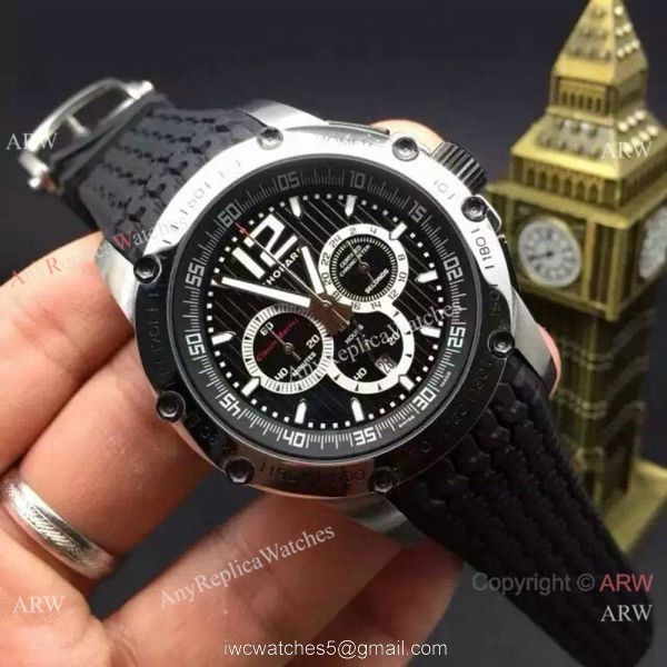 Replica Chopard Classic Racing Watch SS White Chronograph Black Rubber Bracelet 3