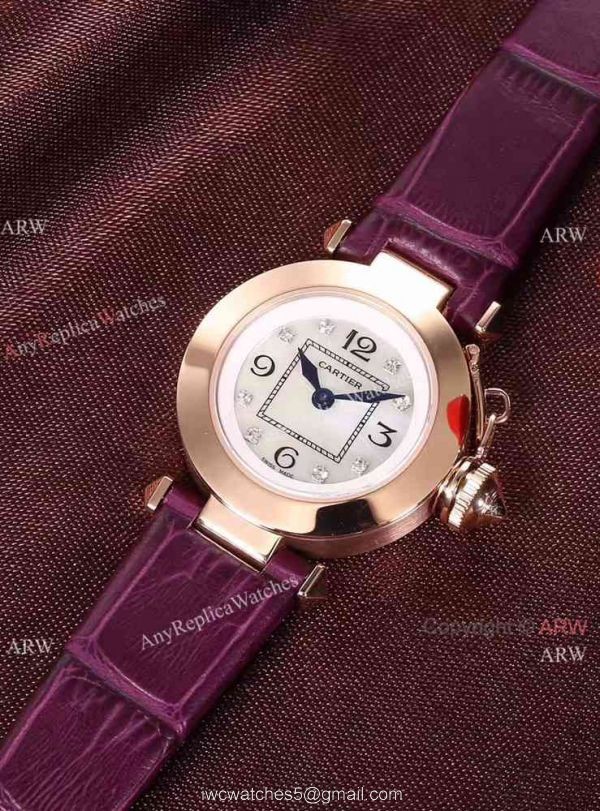 Knock off Cartier Pasha Ladies 28MM Watch Rose Gold Pink Version 3