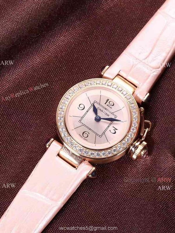Wholesale Price Replica Cartier Pasha Lady Watch Rose Gold Case Blue Version 3