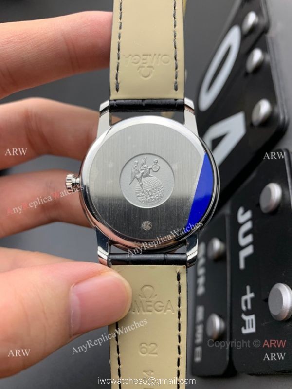 MKS Factory Copy Omega Classic De Ville Prestige 9015 Watch Gray Dial Leather Strap 3