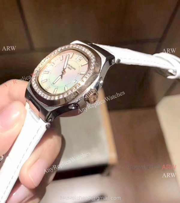 Patek Philippe Nautilus Womens Diamond watch White MOP Face 3