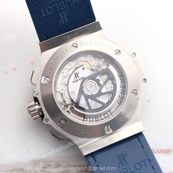 Swiss Grade Knock off Hublot Big Bang 4100 watch SS Blue Gummy Strap 3