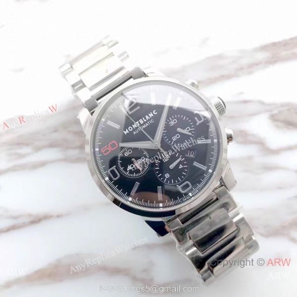 Swiss Mont blanc Knock off Timewalker Stainless Steel Black Watch Red 50 on Dial 3