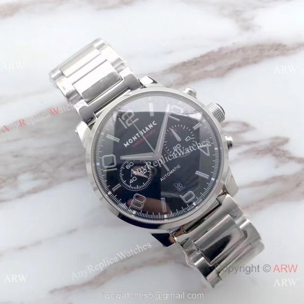 Swiss Grade 7750 Mont blanc Knock off Timewalker 316L Stainless Steel Black Face Watch 3