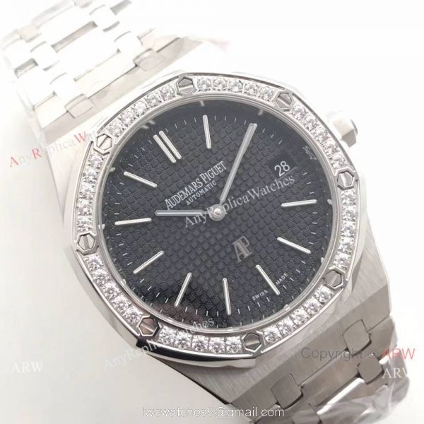 JH Audemars Piguet Extra Thin Royal Oak Watch Stainless Steel Diamond Bezel 3