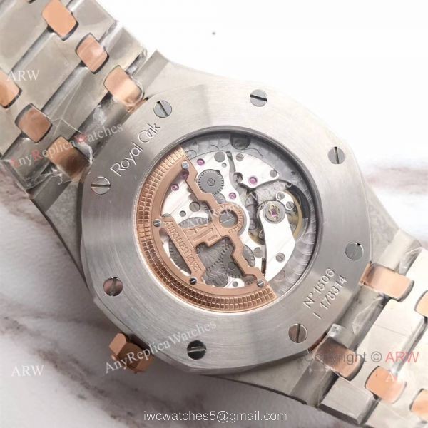 New Audemars Piguet Royal Oak Extra Thin 2-Tone Rose Gold White Watch 39mm 3