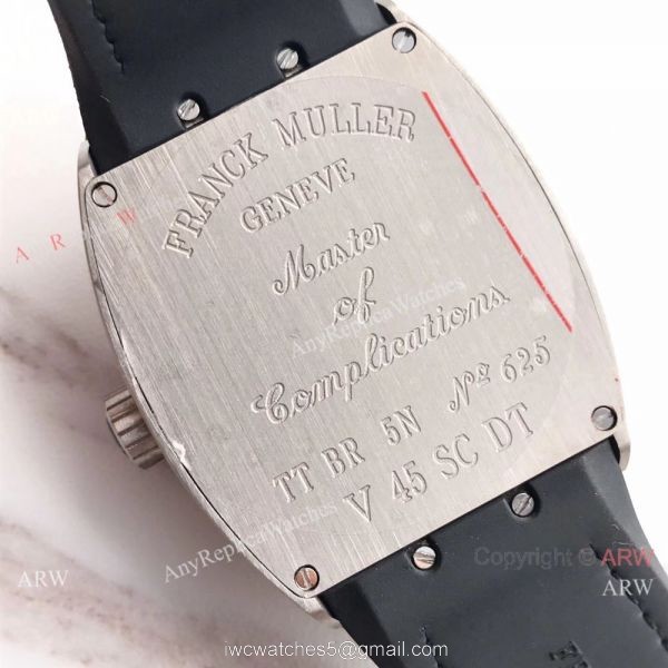 Swiss 1:1 Replica Franck Muller V45 Titanium Black Gummy Strap Watch 45mm 3