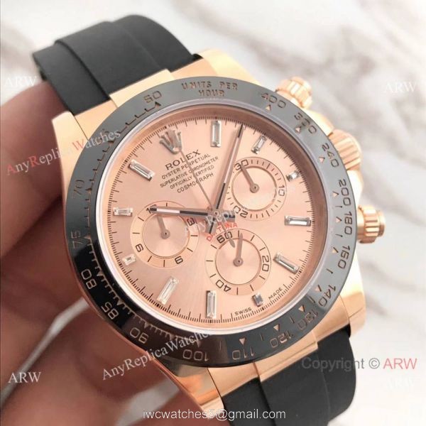 Swiss Grade Rolex ?R Cosmograph Daytona Watch Rose Gold Diamond Dial 3