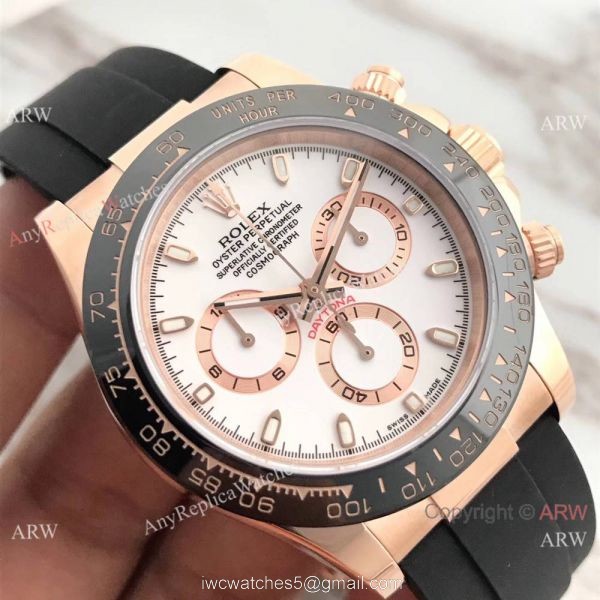 AR Factory SWISS ROLEX DAYTONA 4130 Watch Rose Gold White Face 3