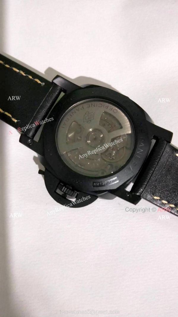 Clone Panerai Luminor GMT PAM00320 Black Steel Watch Orange Markers 3
