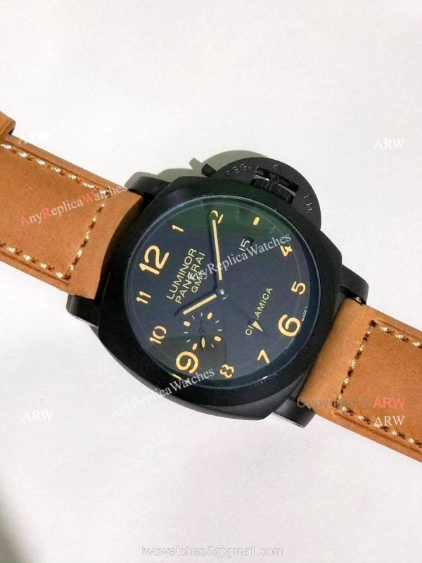 Copy Panerai Luminor GMT PAM0441 Watch Black Steel 44mm 3