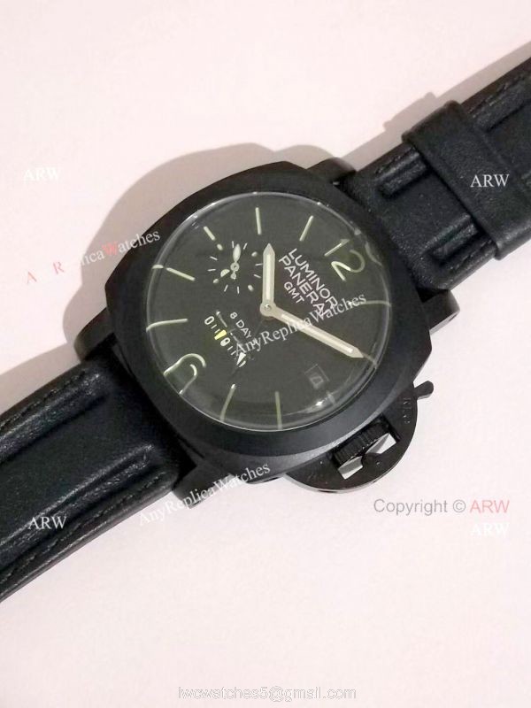New Panerai PAM 233 Luminor GMT 8 Days Black Steel Case Watch 3