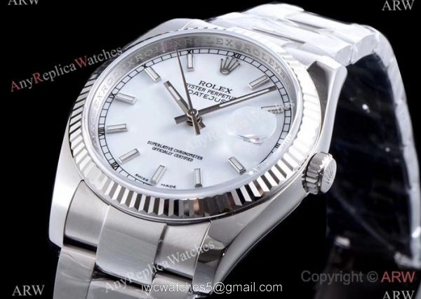 AR Factory Swiss ETA3135 Copy Rolex Datejust 904L Steel White Face Watch 3