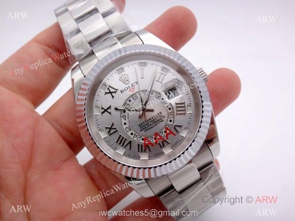 Stainless Steel Silver Dial Rolex Sky-Dweller 326939w Copy Watch w/ Working Time Zone 3