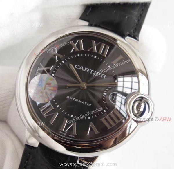 AF Factory Swiss Cartier Ballon Bleu White Dial Black Leather Strap Watch 3