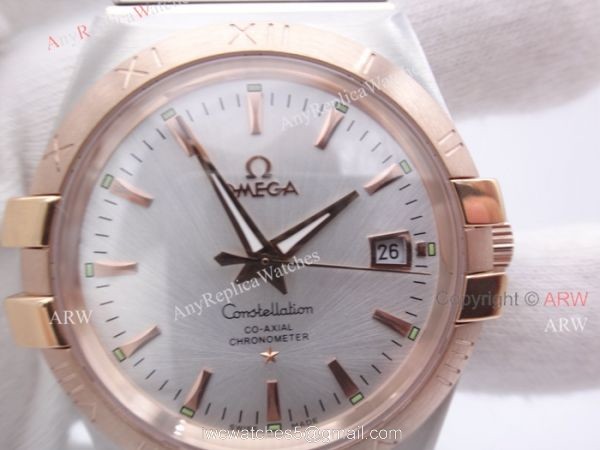 Replica Omega Constellation Automatic Men Watch 2 Tone Rose Gold Band W White Dial 3