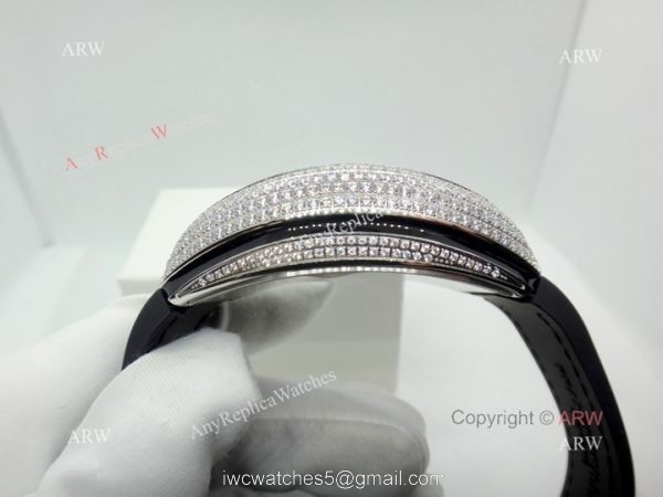 2019 Replica Franck Muller Vanguard Iced Out Full Diamond Watch Silver Case 3